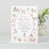 Invitation Elégante aquarelle Lilac fleurs Baby shower Invi (Debout devant)