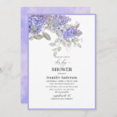 Invitation Elégante aquarelle Lilac Flowers Baby shower Invit (Devant / Derrière)