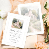 Invitation Elégante aquarelle Mariage chapelle Illustration