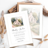 Invitation Elégante aquarelle Mariage chapelle Illustration