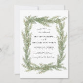 Invitation Elégante aquarelle Mariage de verdure hivernale (Devant)