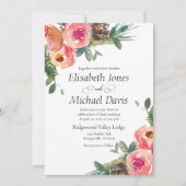 Invitation Elégante aquarelle | Mariage floral (Devant)