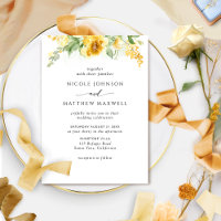 Elégante aquarelle Mariage floral jaune et ocre