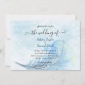 Invitation Elégante aquarelle marine Bleu Script Mariage mode (Devant)