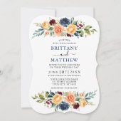 Invitation Elégante aquarelle Mixte Floral Mariage bleu (Devant)