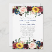 Invitation Elégante aquarelle Mixte Floral Mariage bleu (Devant)