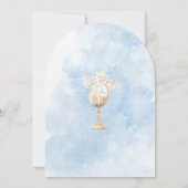 Invitation Elégante aquarelle moderne Baptême d'ange Bleu (Dos)