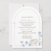 Invitation Elégante aquarelle moderne Baptême d'ange Bleu (Devant)