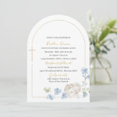 Invitation Elégante aquarelle moderne Baptême d'ange Bleu (Debout devant)