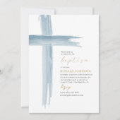 Invitation Elégante aquarelle moderne Baptism Cross (Devant)