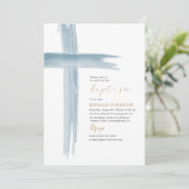 Invitation Elégante aquarelle moderne Baptism Cross (Debout devant)