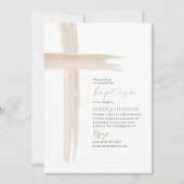 Invitation Elégante aquarelle moderne Baptism Cross (Devant)