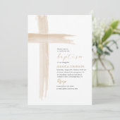 Invitation Elégante aquarelle moderne Baptism Cross (Debout devant)