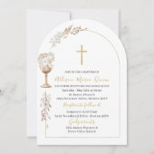 Invitation Elégante Aquarelle moderne Beige Angel Baptême (Devant)