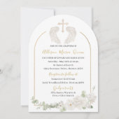Invitation Elégante Aquarelle moderne Beige Angel Baptême Inv (Devant)