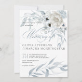 Invitation Elégante aquarelle moderne bleu foncé Floral (Devant)