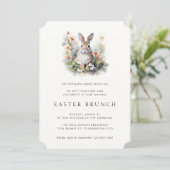 Invitation Elégante aquarelle moderne Bunny Pâques Brunch (Debout devant)