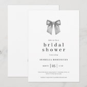 Invitation Elégante aquarelle moderne Fête des mariées Bow No (Devant / Derrière)