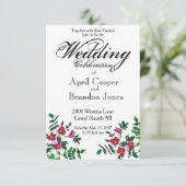 Invitation Elégante aquarelle moderne fleur sauvage rose fonc (Debout devant)