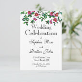 Invitation Elégante aquarelle moderne fleur sauvage rose fonc (Debout devant)