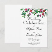 Invitation Elégante aquarelle moderne fleur sauvage rose fonc (Devant / Derrière)