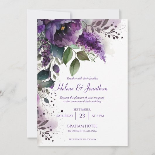 Invitation Elégante aquarelle moderne Floral Spring Wedding (Devant)