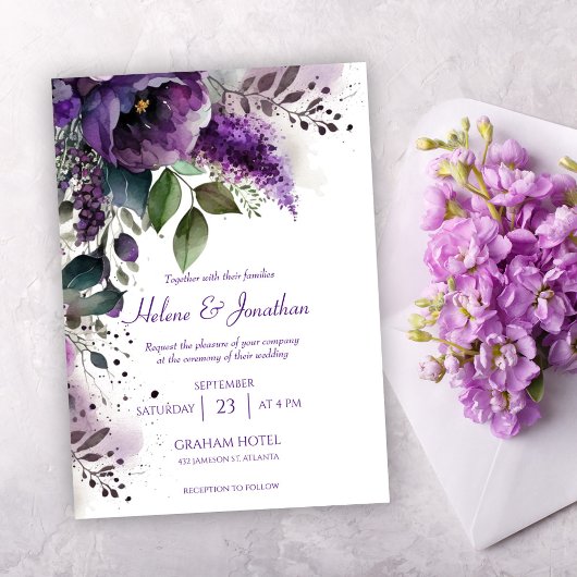 Invitation Elégante aquarelle moderne Floral Spring Wedding