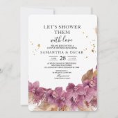 Invitation Elégante aquarelle moderne Orchidée rose & Pampas (Devant)