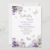 Invitation Elégante aquarelle moderne papillon baisers bébé S (Devant)