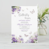 Invitation Elégante aquarelle moderne papillon baisers bébé S (Debout devant)