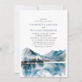 Invitation Elégante aquarelle Montagnes Forêt Mariage Photo (Devant)