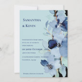 Invitation Elégante aquarelle Moody Blue Floral Mariage (Devant)