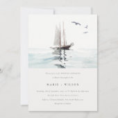 Invitation Elégante aquarelle Nautique voile Mariage (Devant)