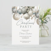 Invitation Elégante aquarelle neutre Baubles fête de Noël (Debout devant)