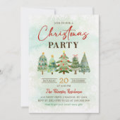 Invitation Elégante aquarelle Noël Arbre de Noël Fête (Devant)