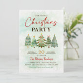 Invitation Elégante aquarelle Noël Arbre de Noël Fête (Debout devant)