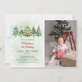 Invitation Elégante aquarelle Noël Arbre fête d'anniversaire (Devant)
