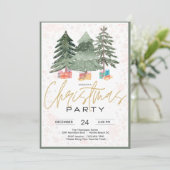 Invitation Elégante aquarelle Noël fête des arbres (Debout devant)