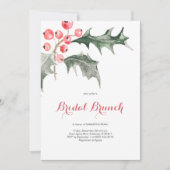 Invitation Elégante aquarelle Noël Holly Bridal Brunch (Devant)