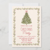 Invitation Elégante aquarelle Noël Holly FrameTree Party (Devant)