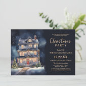 Invitation Elégante aquarelle Noël Maison fête (Debout devant)