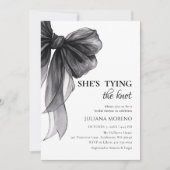 Invitation Elégante aquarelle noir Fête des mariées Bow (Devant)