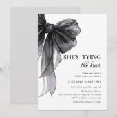Invitation Elégante aquarelle noir Fête des mariées Bow (Devant / Derrière)