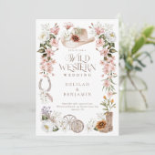 Invitation Elégante aquarelle occidentale Floral Cowboy Maria (Debout devant)