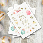Invitation Elégante aquarelle Oeuf lapin floral Brunch de Pâq