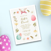 Invitation Elégante aquarelle Oeuf lapin floral Brunch de Pâq