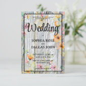 Invitation Elégante aquarelle orange fleur sauvage marié rust (Debout devant)