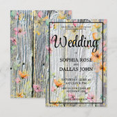 Invitation Elégante aquarelle orange fleur sauvage marié rust (Devant / Derrière)