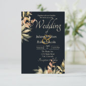 Invitation Elégante aquarelle orange sur invité mariage noir (Debout devant)