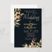 Invitation Elégante aquarelle orange sur invité mariage noir (Devant / Derrière)